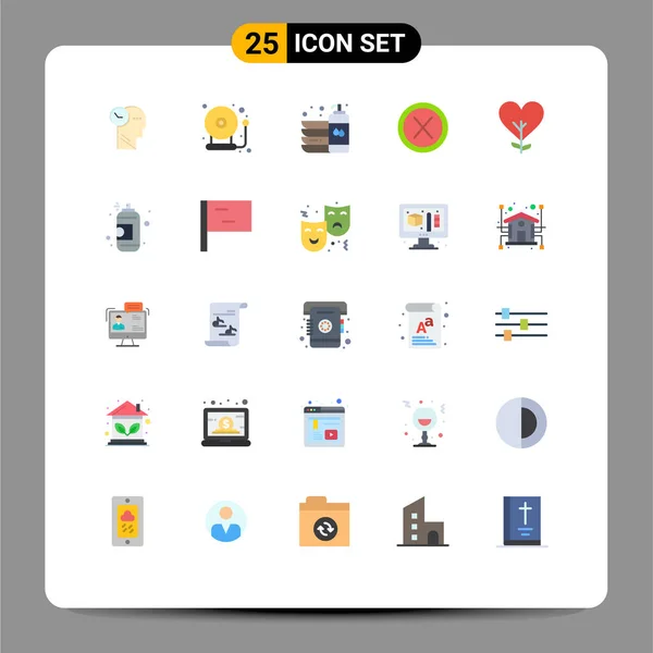 Pictogram Set Simple Flat Colors User Interface Bottle Cross Washes — 스톡 벡터