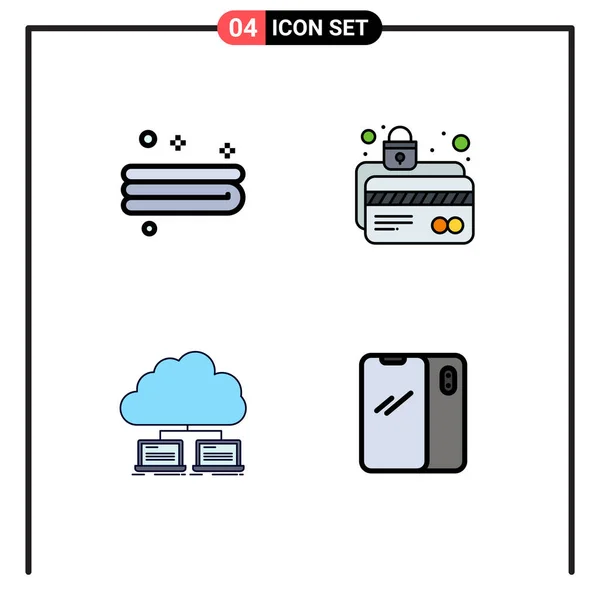 现代标志的用户界面从线扁平彩色包及清洁 Atm卡 互联网可编辑向量设计元素的符号 — 图库矢量图片
