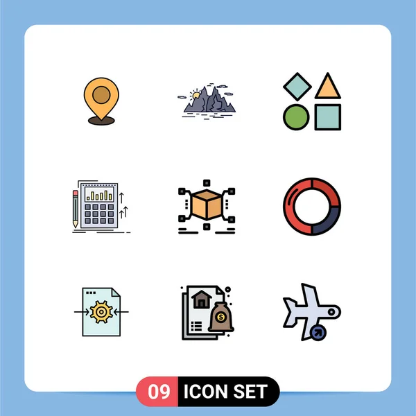 Набор Цветов Мобильного Интерфейса Пиктограмм Бухгалтерского Учета Географии Природы Геометрии — стоковый вектор