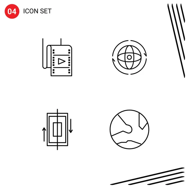 2014 Mobile Interface Line Set Pictograms Film Sync Theateral Earth — 스톡 벡터