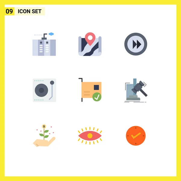 Conjunto Iconos Interfaz Usuario Moderna Símbolos Signos Para Reproductor Medios — Vector de stock