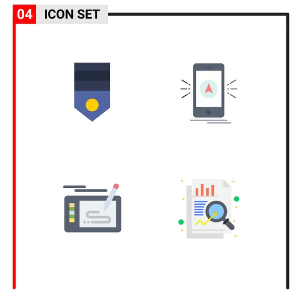 Пакет Інтерфейсу Користувача Основних Плоских Піктограм Армії Місця Розташування Рангу — стоковий вектор