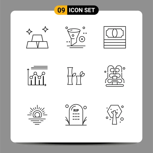 Set Modern Icons Symbols Signs China Line Cash Growth Chart — Stock Vector