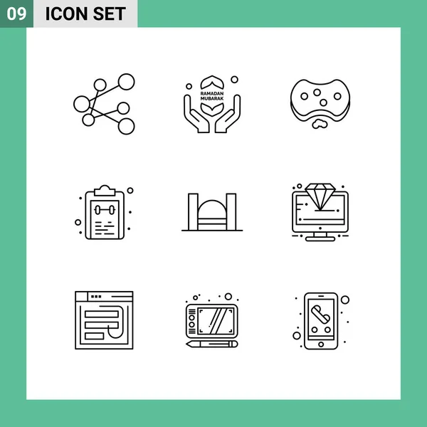 Conjunto Iconos Interfaz Usuario Moderna Símbolos Signos Para Puente Bloc — Vector de stock
