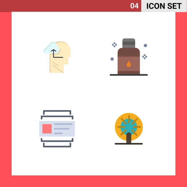 Conjunto Iconos Planos Vectoriales Rejilla Para Experiencia Tarjetas Cabeza Aceite — Vector de stock