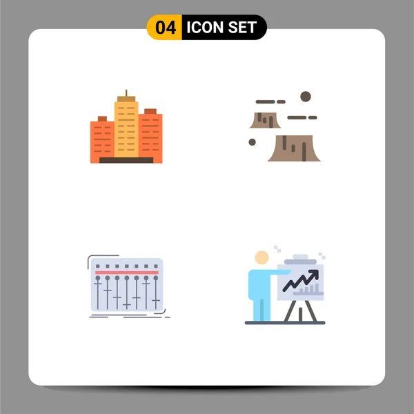 Κινητό Interface Flat Icon Σύνολο Εικονογράμματα Του Κτιρίου Αποψίλωση Κτήμα — Διανυσματικό Αρχείο