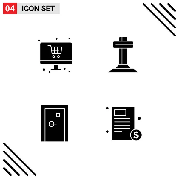 Universal Icon Symbols Group Modern Solid Glyphs Online Edifícios Monitor — Vetor de Stock