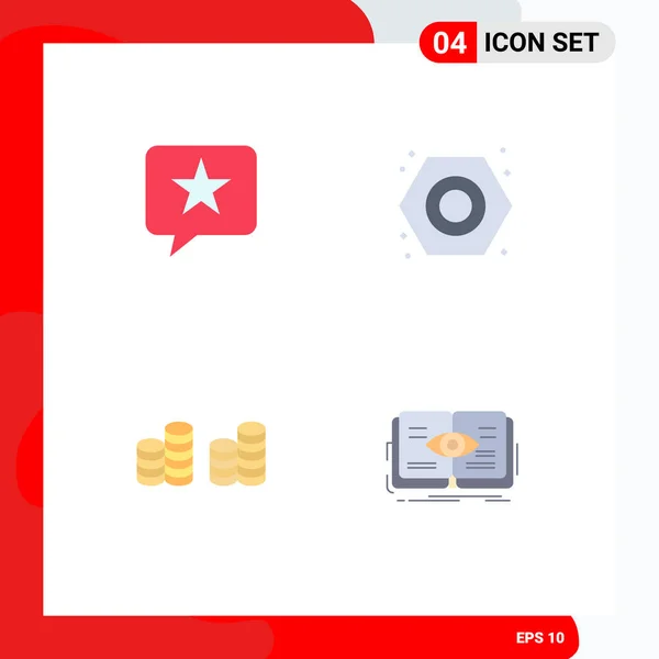 Iconos Creativos Signos Símbolos Modernos Chat Monedas Estrellas Fontanero Conocimiento — Vector de stock