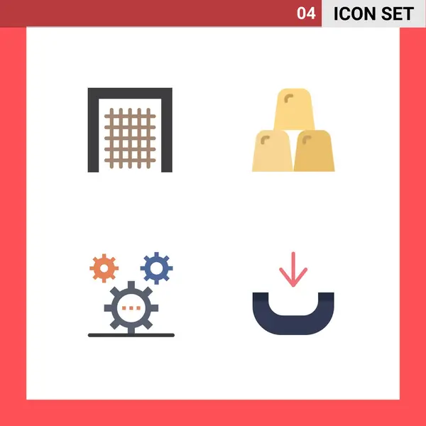 Pictogram Set Egyszerű Lapos Ikonok Kapu Design Sport Pénzügy Ötletek — Stock Vector