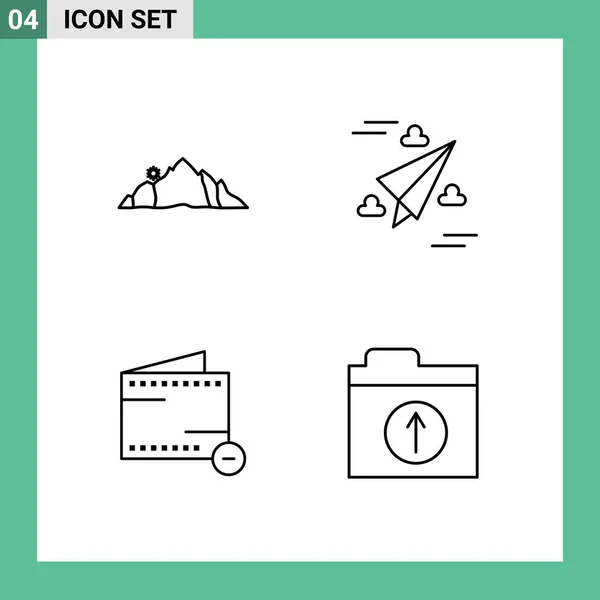 Set Vector Filledline Flat Colors Grid Hill Commerce Mountain Design — Vector de stock