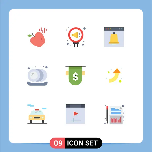 2014 Mobile Interface Flat Color Set Pictograms Bank Plate Alarm — 스톡 벡터