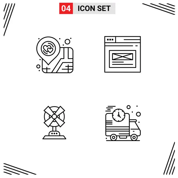 Universal Icon Symbols Group Modern Filledline Flat Colores Ubicación Eléctrico — Vector de stock