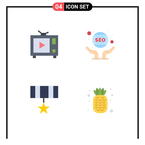 Stock Vector Icon Pack Лінійних Знаків Символів Телебачення Нагороди Бізнесу — стоковий вектор