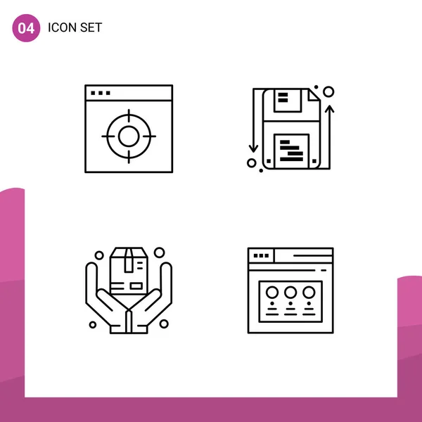 Iconos Creativos Signos Símbolos Modernos Aplicación Seguro Objetivo Guardar Caja — Archivo Imágenes Vectoriales