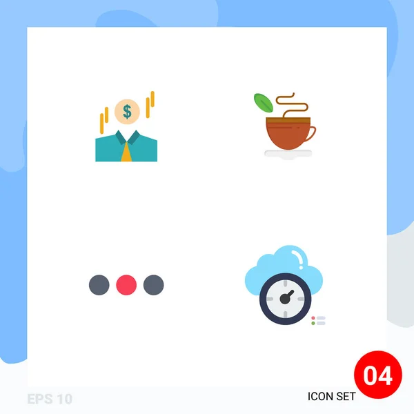 Mobile Interface Flat Icon Set Pictograms Business Chating Money Hot - Stok Vektor