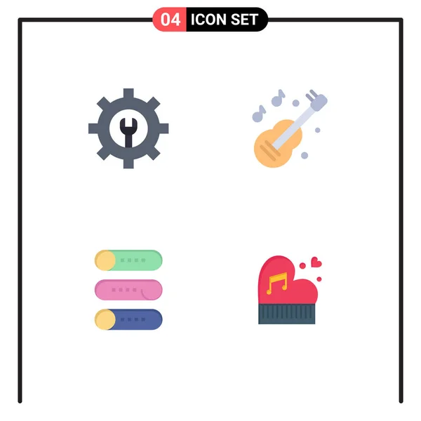 Interface Usuário Flat Icon Pack Sinais Símbolos Modernos Engrenagem Interruptor — Vetor de Stock