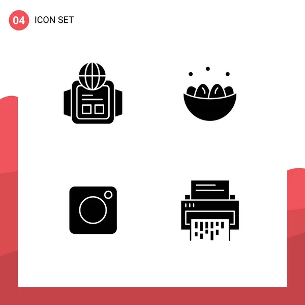 User Interface Pack Basic Solid Glyphs Technology Instagram Bowl Egg — Διανυσματικό Αρχείο