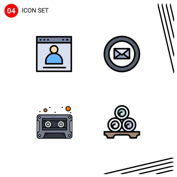 Universal Icon Symbols Group Modern Filledline Flat Colors Browser Audio — Stock Vector