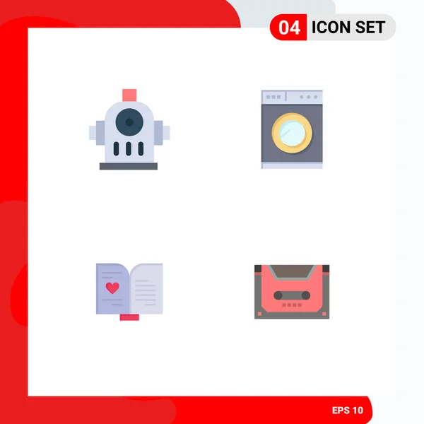Set Modern Icons Symbols Signs Fire Wedding Kitchen Book Audio — Stock Vector