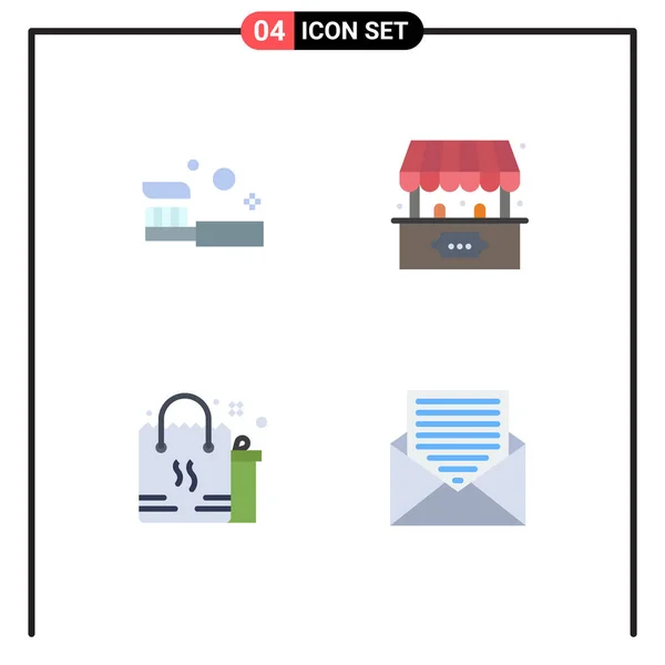 Conjunto Comercial Flat Icons Pacote Para Banho Compras Chuveiro Diversão —  Vetores de Stock