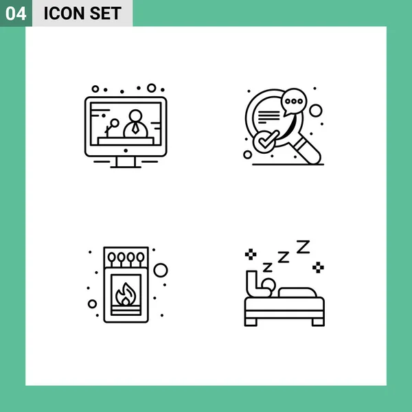 Stock Vector Icon Pack Mit Zeilenzeichen Und Symbolen Für Kommunikation — Stockvektor