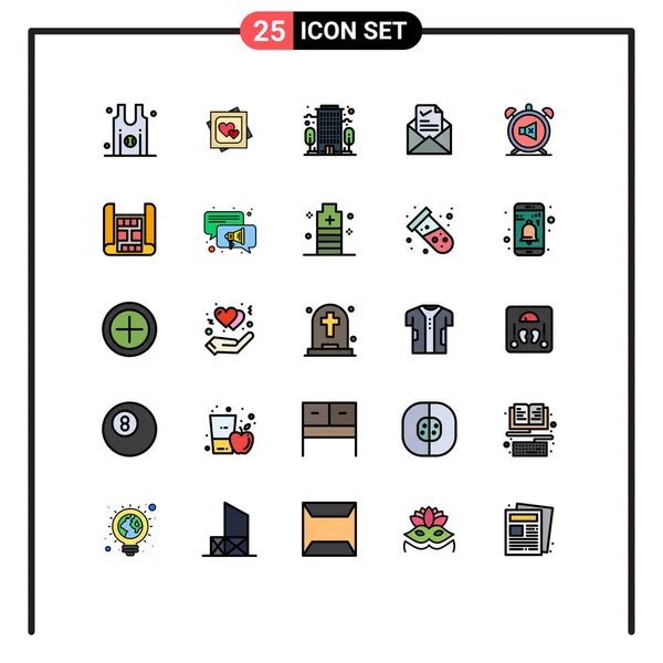 2014 Mobile Interface Filled Line Flat Color Set Pictograms Alarm — 스톡 벡터