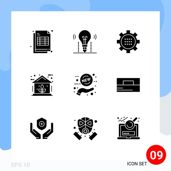 Pictogram Set Simple Solid Glyphs Power Green Science Energy Options — Stock Vector