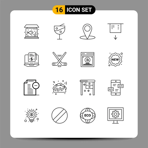 Stock Vector Icon Pack Mit Linienzeichen Und Symbolen Für Hokey — Stockvektor