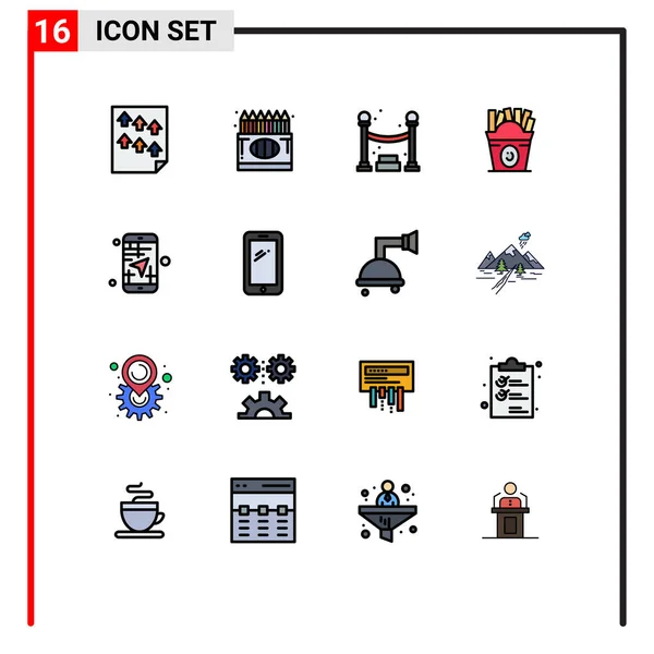 Conjunto Iconos Interfaz Usuario Moderna Símbolos Signos Para Móviles Comida — Vector de stock