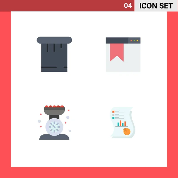 Flat Icon Pack Univerzális Szimbólumok Festék Konyha Könyvjelző Weboldal Skála — Stock Vector