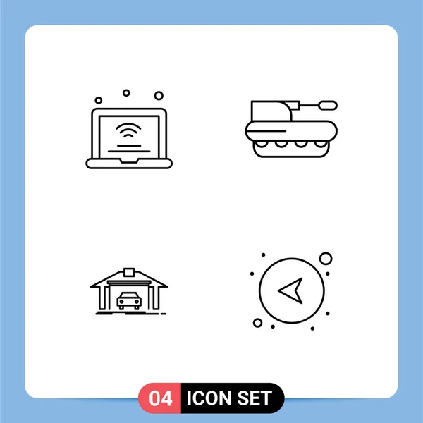 User Interface Line Pack Modern Signs Symbols Laptop Tank Iot — Vetor de Stock