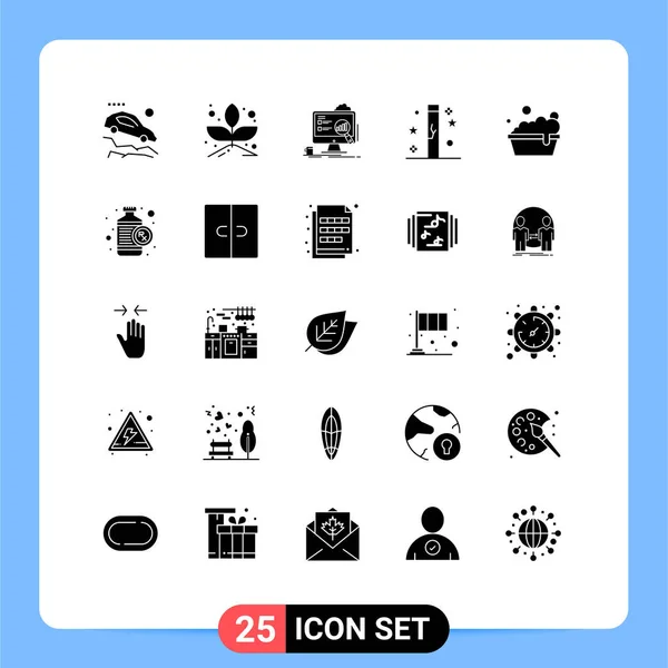 包装25个现代实体字形符号和符号 用于网络印刷媒体 中间夹 庆祝可编辑向量设计元素 — 图库矢量图片