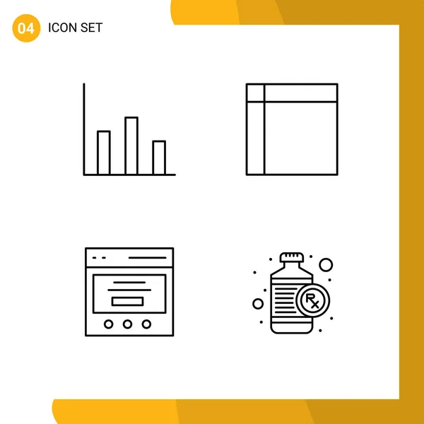 Conjunto Pacotes Comerciais Cores Planas Filledline Para Finanças Interface Eletrodomésticos — Vetor de Stock