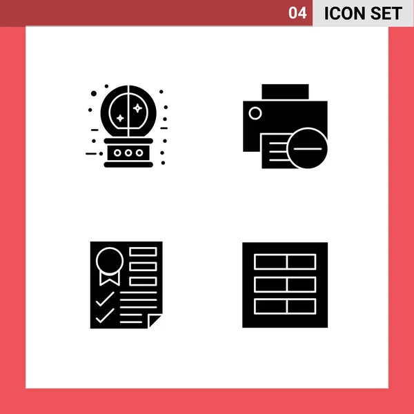 User Interface Solid Glyph Pack Modern Signs Symbols Crystal Ball — Stock Vector