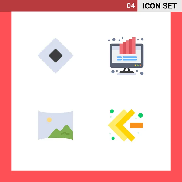 Set Van Commercial Flat Icons Verpakking Voor Teken Bioscoop Symbolen — Stockvector
