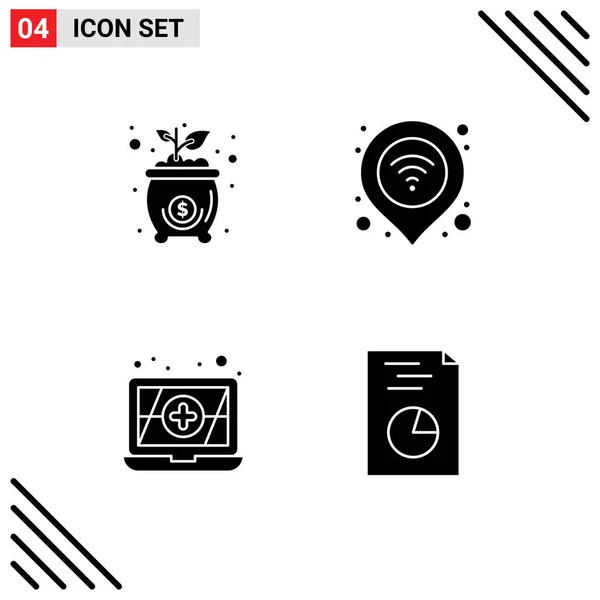 Creative Icons Modern Jelek Szimbólumok Táska Antivírus Pénz Pin Kezek — Stock Vector