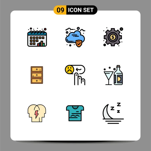 Stock Vector Icon Pack Sinais Linha Símbolos Para Triste Ajuda — Vetor de Stock