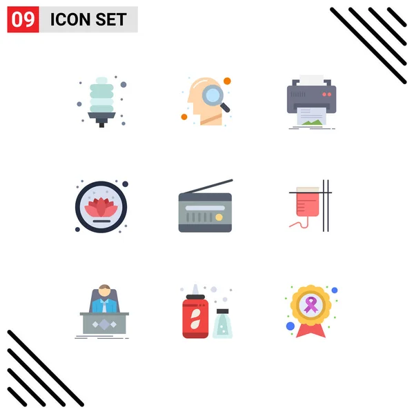 Universal Icon Symbols Grupo Colores Planos Modernos Radio Planta Digital — Vector de stock