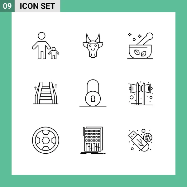 Set Iconos Interfaz Usuario Moderna Símbolos Signos Para Escalera Ascensor — Archivo Imágenes Vectoriales