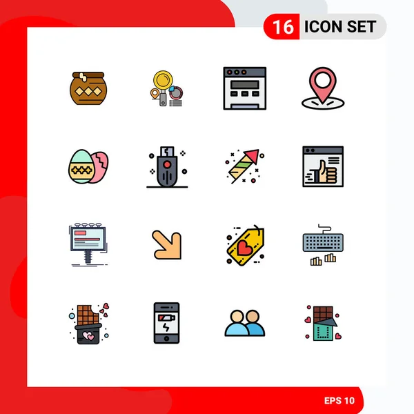 Pictogram Set Simple Flat Color Plné Řádky Svátků Vejce Graf — Stockový vektor