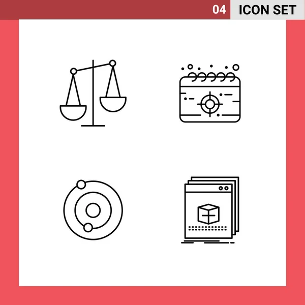 Pictogram Set Simple Filledline Flat Colors Balance System Libra Mission — Stock Vector