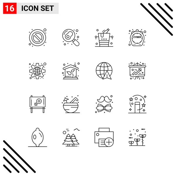 Paquete Iconos Vectoriales Signos Símbolos Línea Para Público Configuración Champán — Vector de stock