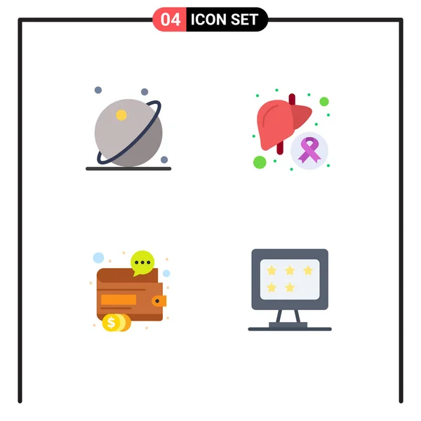 Modern Set Flat Icons Pictograph Astronomy Sick Space Disease Finance — Stock Vector