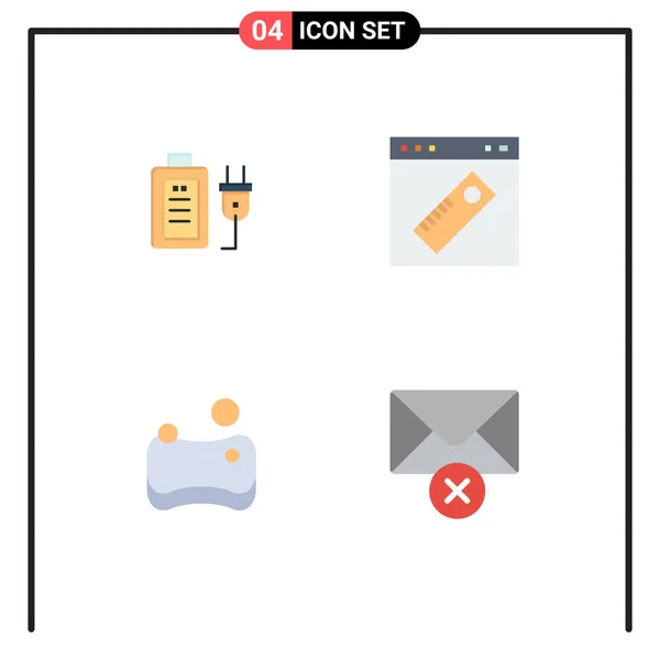 Modern Set Flat Icons Pictograph Akkumulátor Tisztítás Oktatás Szerszám Szivacs — Stock Vector