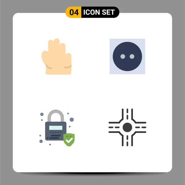 Modern Set Flat Icons Pictograph Grab Crossroad Clothing Lock Editable — Stock Vector