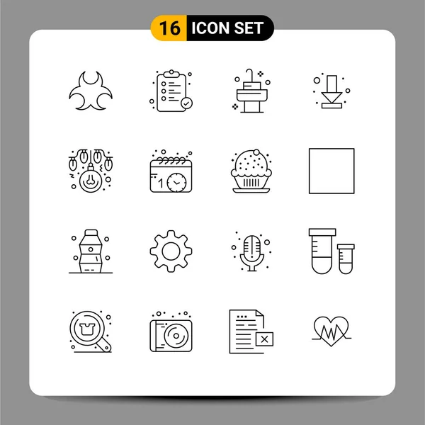 Universal Icon Symbols Group Modern Outlines Decoration Bulb Sink Full — Stock Vector