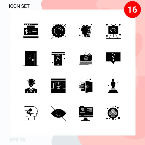 Mobile Interface Solid Glyph Set Pictograms Door Sports Human Rugby - Stok Vektor