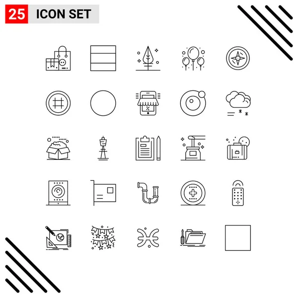 Set Modern Icons Symbols Signs Interface Location Thanks Compass Party — Stock Vector