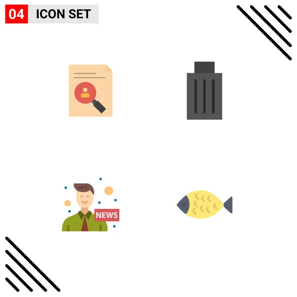 Pack Icono Plano Símbolos Universales Aplicación Basura Cesta Ancla Elementos — Vector de stock