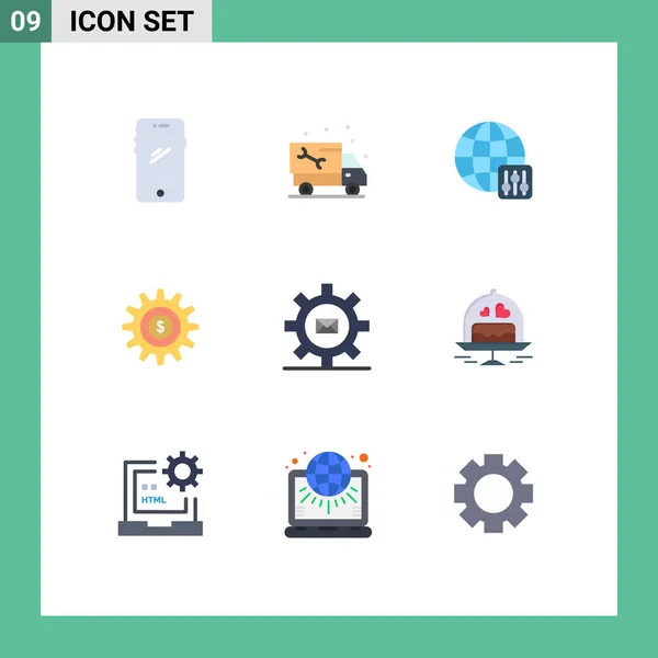 Creative Icons Modern Signs Symbols Setting Money Plumbing Setting Server — Stock Vector